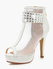 Sandales plateforme à talon aigu en PU avec tulle