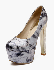 Escarpins à plateforme à talon aigu en PU imprimé