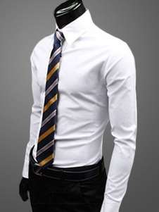 Chemise de costume moulante en coton mélangé unicolore