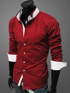 Chemise homme color-block à manches longues