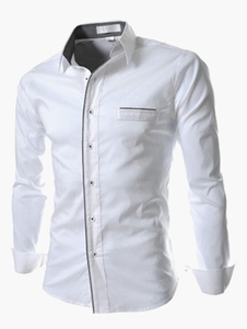 Chemise en coton mélangé manches longues à fausse poche