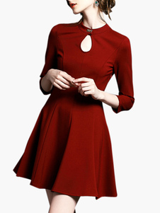 Robe skater en acétate de cellulose creusé col trou de serrure