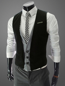 Gilet de costume en coton mélangé de faux deux-pièces