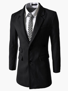 Manteau masculin en coton mélangé unicolore