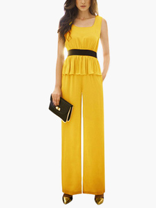 Combinaison féminine unicolore avec péplum