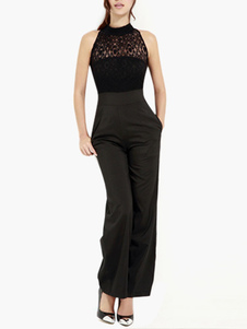 Combinaison féminine jacquard avec dentelle sans manches