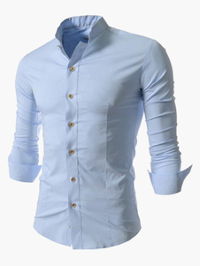 Chemise homme slim en coton mélangé manches longues