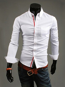 Chemise en coton mélangé manches longues avec rayures