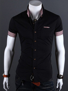 Chemise slim en coton mélangé manches courtes