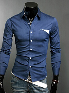 Chemise slim en coton mélangé à manches longues