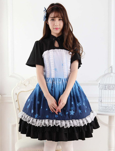 Ombre bleue dentelle imprimé étoiles mignonne Lolita Robe