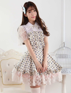Robe à bretelles lolita en polyester abricot foncée avec dentelle
