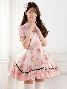 Dentelle rose doux Roses impression Lolita Jumper Skirt