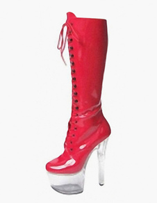 Bottes plate-forme en PU à lacet à semelle transparente