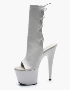 Bottes creusées à plate-forme en PU à lacet