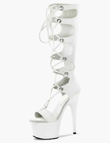 Bottes creusées en PU à lacets