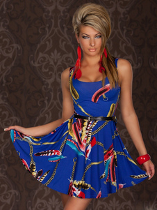 Robe sans manches en polyester imprimé