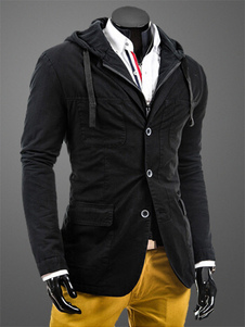 Veste à capuche en coton mélangé unicolore