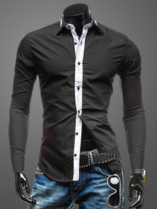 Chemise colo-block en coton à manches longues