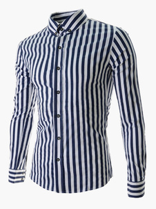 Chemise moulante en coton mélangé avec rayures
