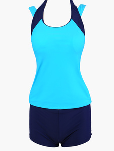 Deux tons à encolure dégagée Slim Fit Tankini maillot de bain