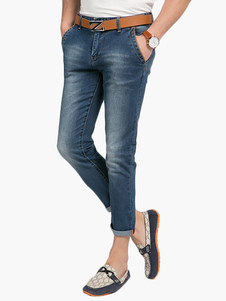 Pantacourts homme en denim bleu à taille naturelle