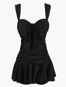 Maillot de bain 1 pièce en polyester plissé avec noeud