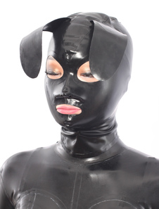 Capuche de chien en latex noir creusé