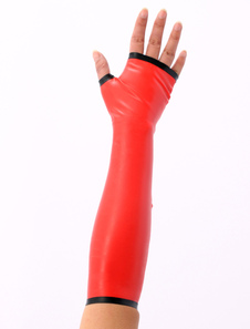 Gants de latex rouges avec passepoil noir