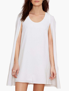 Robe droite en chiffon blanc unicolore surdimensionné fendu