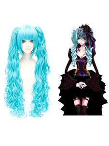 Toussaint Cosplay Vocaloid Hatsune Miku Perruque bouclée bleue clair