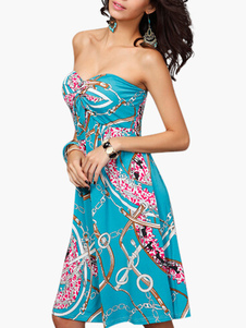 Robe d'été en spandex bustier imprimé