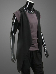 Cardigan en coton mélangé sans manche et sans bouton