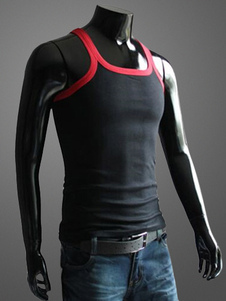 Débardeur moulant en coton mélangé avec passepoil