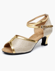 Chaussures de latine à paillette à talon évasé