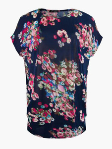 Robe d'été courte multicolore synthétique imprimé fleurie