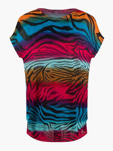 Robe d'été courte multicolore synthétique zébrée