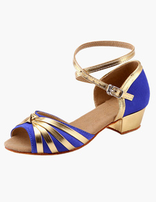 Chaussures de danse latine en satin bicolore à talon chiot