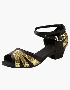 Chaussures danse latine en satin imprimé brillant