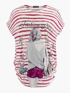 Robe d'été courte synthétique avec rayures rouges