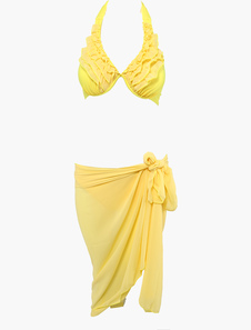 Maillot de bain Bikini 3 pièces Ruffled Halter
