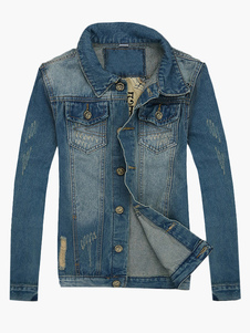 Veste de jean en denim bleu foncé