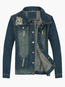 Veste de jean en denim bleu foncé