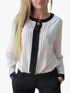 Blouse femme en chiffon bicolore plissé
