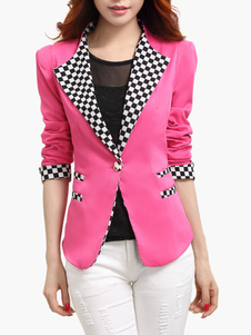 Blazer femme en polyester color-block à carreaux