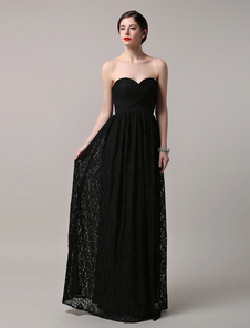 Robe demoiselle d'honneur bustier en dentelle noire