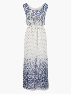 Robe longue en chiffon multicolore imprimé feuilles