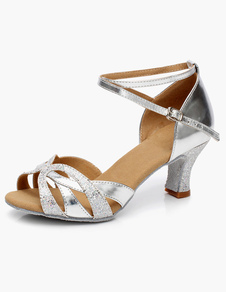 Chaussures de latine métallisées à talon évasé