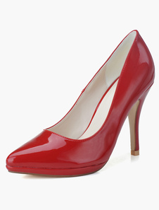 Eacarpins plateforme à talon aigu bout pointu en PU verni