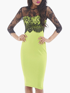 Robe de club en fibre de coton translucide bicolore avec dentelle